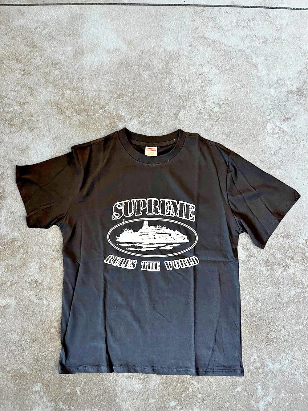 Supreme x Corteiz Rules The World Tee Black- Medium